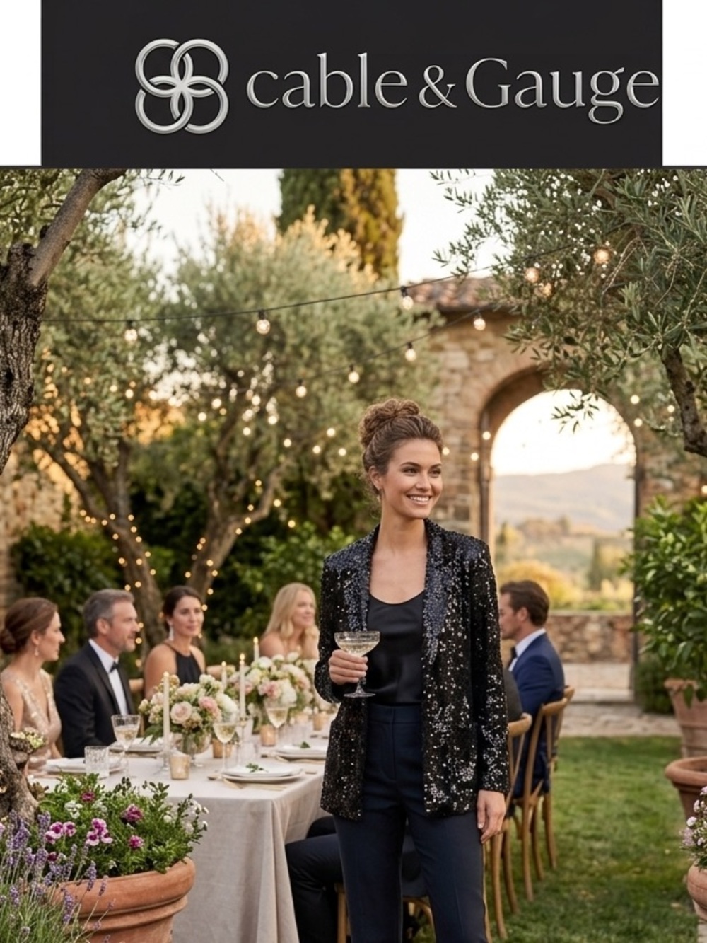 Cable & Gauge Black Sequin Blazer with Shimmer